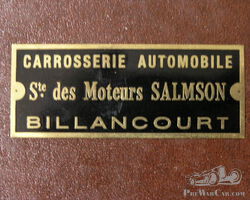 Salmson Brass Bodywork Plate