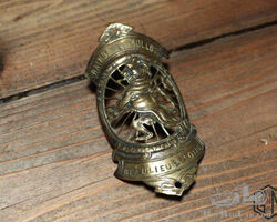 Vintage French Brass Bicycle or Motorcycle Head Badge. Beaulieu sur Loire.