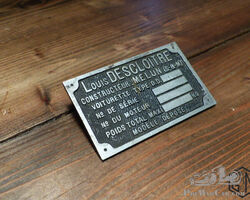 French Vintage Car Chassis or Body Plaque - Louis Decloitre (Voiturette).