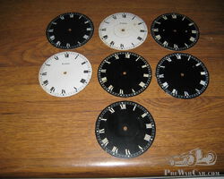 7 Jaeger Car Clock Dials all 73mm Diameter