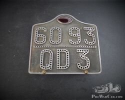 Cyclecar, Sportcar, Motorcycle license plate, pre-war, 1920 -1930