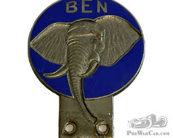 vintage enamel BEN elephant British Benevolent fund car mascot badge, Bugatti Bentley Riley Rolls Royce