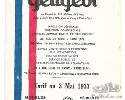Peugeot 1937 tarif