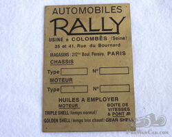 Rally Number Plate