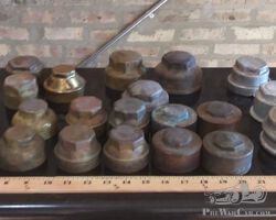 An Interesting Group of 21 Early 1900s Threaded Hubcaps, Mostly Brass, Two Sets of Four, Etc.