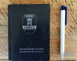 Horch 'Technische Daten' booklet for types 303 - 951 A.