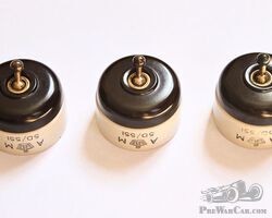 Original NOS Set Of Three Bentley / Vintage Car Bakelite Porcelain Switches Air Ministry