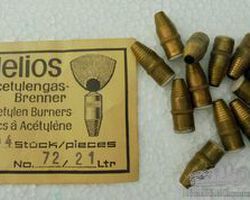 12 original brass HELIOS burner nozzles 21 liter carbide lamp carbite