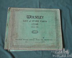 Wolseley documentation (parts book) for Wolseley