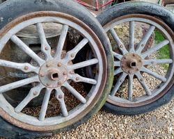 Pair of wooden wheels
