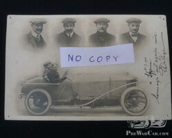 Unique Postcard / Photo of the Racing Delage Type X with signature of Louis Delage