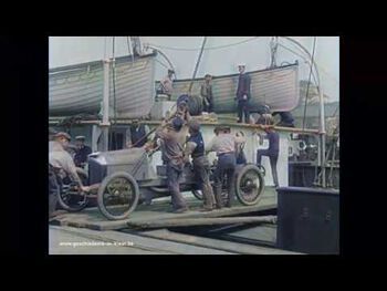 A Crossley being unloaded in the harbour of Rotterdam