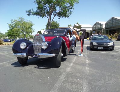 A stretching Bugatti girl