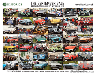 Historics returns a bullish 70% sale of 162 fine and varied consignments on Saturday 22nd September