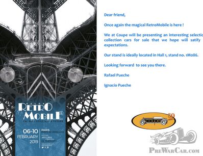 Coupe Pueche will be present at Rétromobile