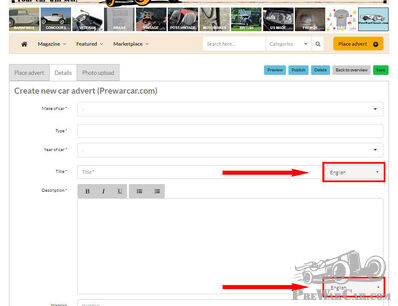 Promote your advert in different languages at PreWarCar.com & PostWarClassic.com