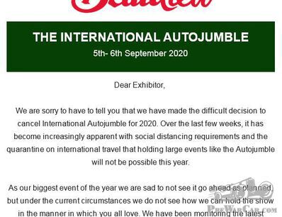Beaulieu International Autojumble cancelled