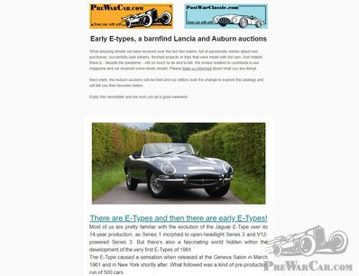 Early E-types, a barnfind Lancia and Auburn auctions - NEWSLETTER