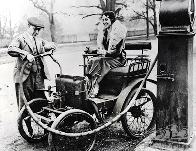 A petrol pump mystery with a Victorian voiturette