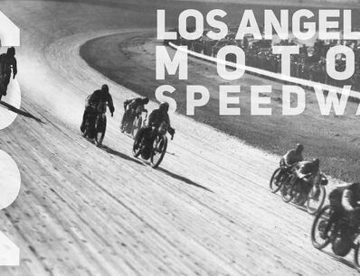 Motorcycle Board Track Race at The Los Angeles Motor Speedway
