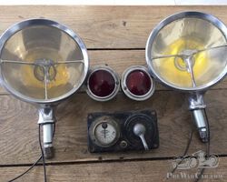 Rare 1920's Bleriot Headlights, Plaque and Tail lights