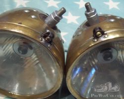 CycleCar headlights. MARCHAL , brass, patina. Cycle Car. AMILCAR, SALMSON.