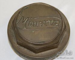 Brass Minerva Automobile Threaded Hubcap | Check the Oil Auction | Ending January 16, 2022