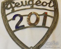 Peugeot 201 Radiator Script Emblem | Check the Oil Auction | Ending January 16, 2022