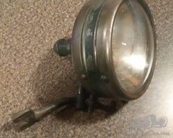 Great Small Size All Brass Drum Shaped Electric Spotlight/Driving Light from the 1910s or Early 1920s.