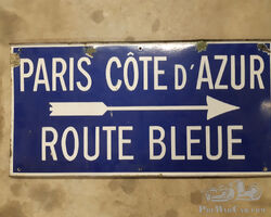 plaque émaillée Route Bleue. Paris-Côte d'Azur