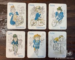 6 x c.1910 Cycling Cartoon Cards