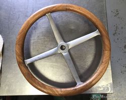 Aluminium/wood 4 spoke steering wheel 40cm