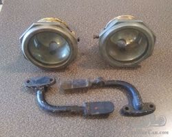 For Sale; Pair of Large, Ornate Brass Electric Sidelights with Mounting Brackets