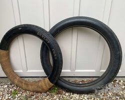 Two Vintage Dunlop Cord Road Tyres