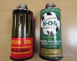 'NOL' & 'SHELL' AUXILLARY OIL CANS AND MOUNTING BRACKETS