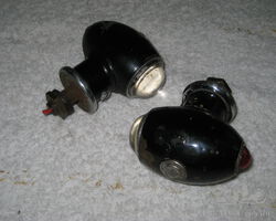 Pair of Lucas Bullseye Lens Side Lamps