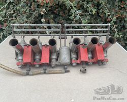 six Amal Carburettors on manifold / possible ex Riley Treen set up