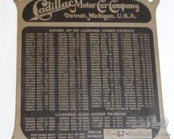 1917 Cadillac Motor Car Co Serial Data Tag