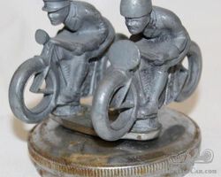 2 Policemen on Motorcycles Radiator Mascot Hood Ornament