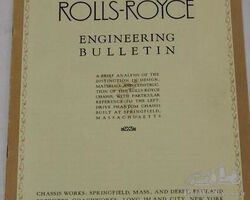1929 Rolls Royce Springfield Engineering Bulletin