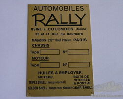 Rally Brass Number Plate