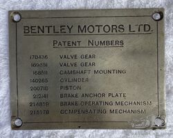 WO Bentley Patent Plate