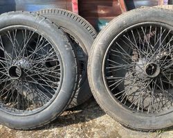 A Pair of 880 x 120 Beaded Edge Wheels with Worn Michelin Tyres