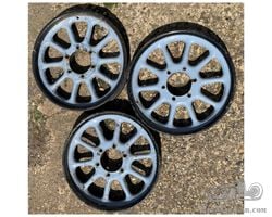 Three Morris Cowley/Oxford Artillery Wheels