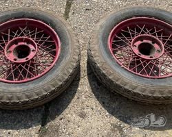 A Pair Dodge Spoked Wheels Fitted with 600/20 Older Tyres