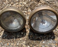 Pair of Brass Bodied Lucas 'King of the Road' Headlights