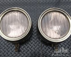 Great Pair of Large Bausch and Lomb Nickel Plated Drum Headlamps For Fine Automobiles From the Teens and Twenties
