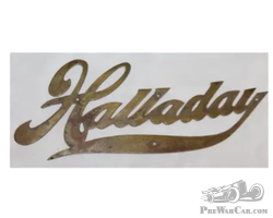 Halladay Automobile Co Brass Radiator Script Emblem