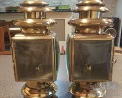 A Great Pair of Large All Brass Side-Lamps c.1908-1912
