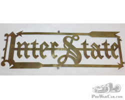 Brass Inter State Motor Car Co Radiator Script Emblem